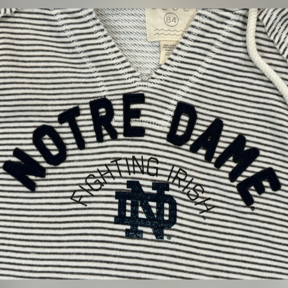 NWT Notre Dame Fighting Irish Blue 84 Cream Striped French Terry Hoodie Women S - Picture 5 of 8
